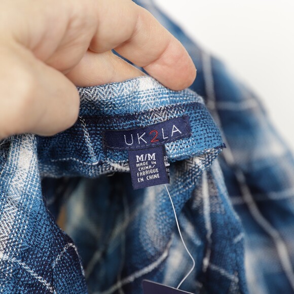 NWT UK2LA Sleeveless Boho Button Down Plaid Shirt size M - Picture 10 of 12